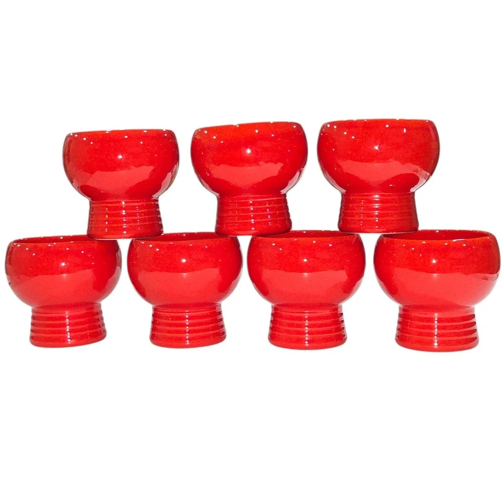 Waechtersbach West Germany Vintage Red Ceramic Goblet Set of 7‎ MCM Cups Chalice
